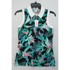 Tommy Bahama Golf Polo Top Women's XS Sleeveless Tropical Floral Hawiian NWT